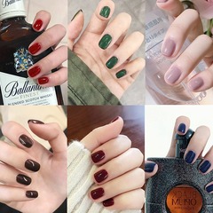 Solid color fairy quick-adhesive nails, removable wearable finished nails, factory direct sales jelly glue nail polishes