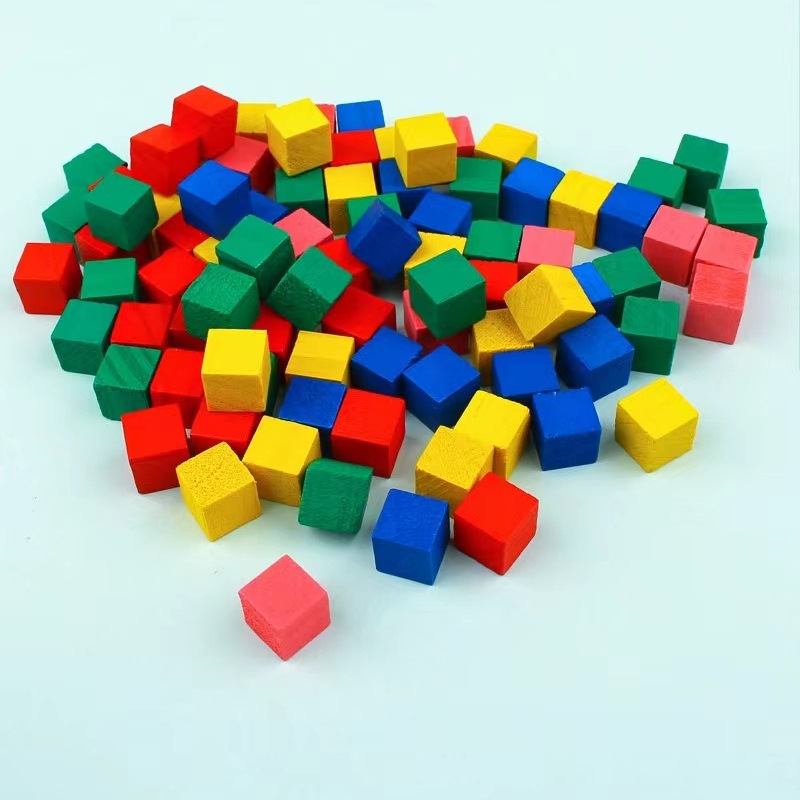 Matemáticas de la escuela primaria herramientas de aprendizaje 1cm cubo volumen Cubo de madera pequeño cuadrado montaje jardín de infantes niños cuadrado