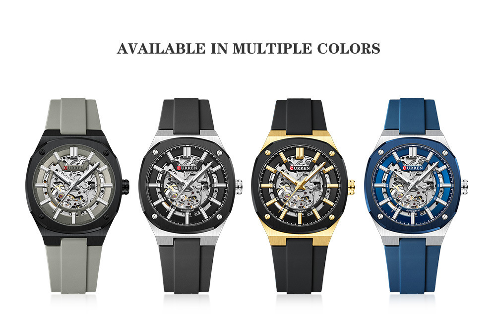 Curren Men's Automatic Skeleton Mechanical Watch Waterproof_voghion.com