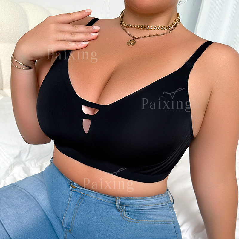 European and American plus size chubby girl seamless thin sports underwear adjustable wireless women's bra in stock wholesale