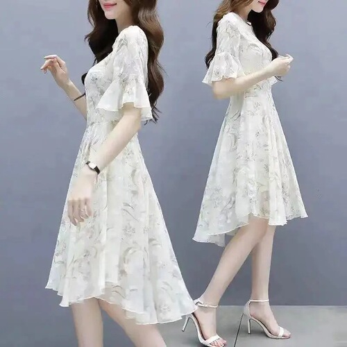 Skirt, women's summer, small man, 2026 new style, slim slimming, super fairy temperament, ice silk, floral, belly-covering dress