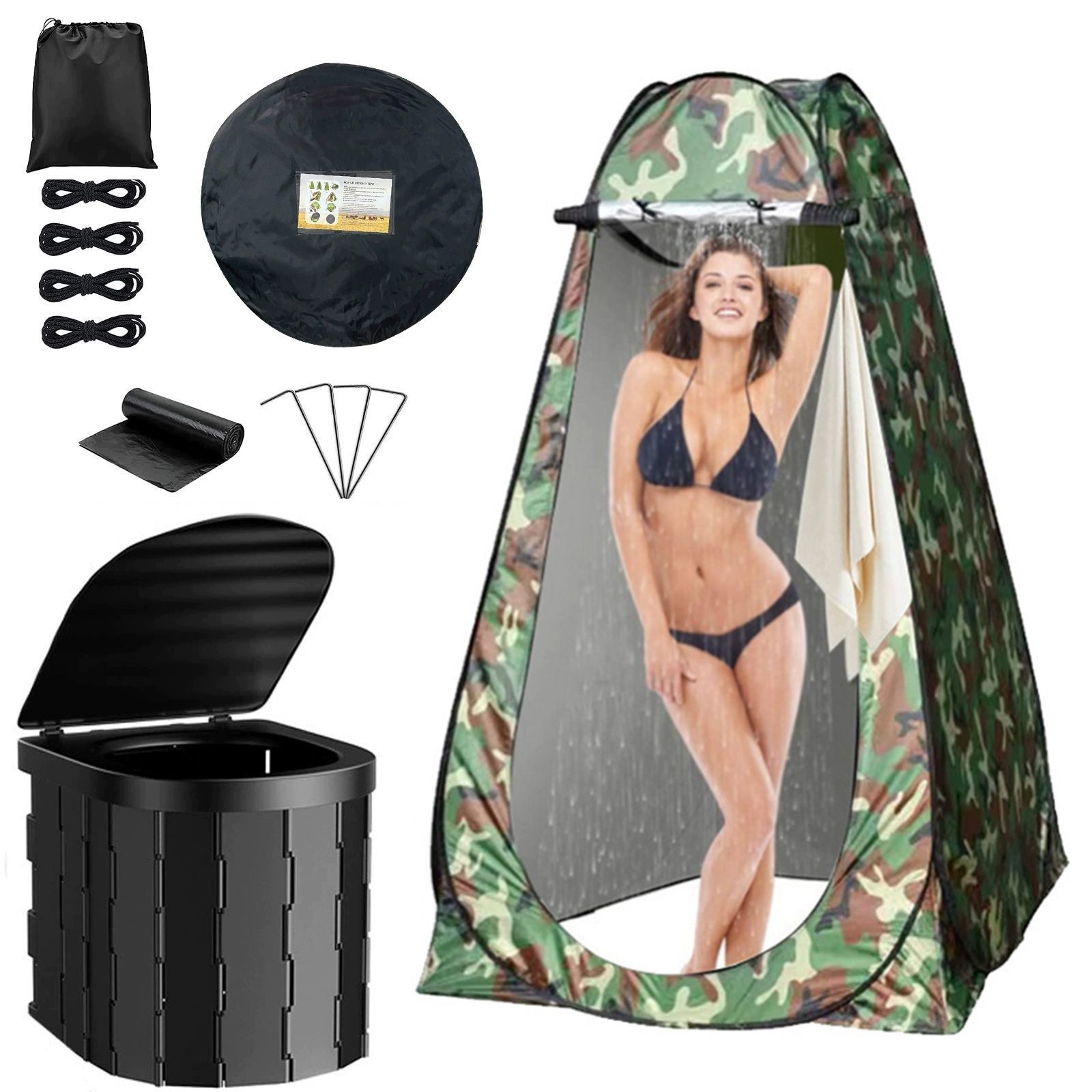 Carpa de baño al aire libre camping portátil inodoro camerino ducha baño camerino cubierta de pesca calentamiento carpa