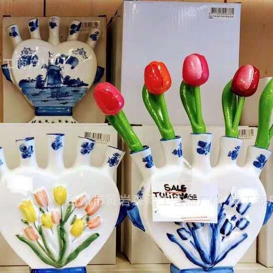郁金香木质假花仿真花摆设卧室客厅插花拍照道具装饰餐桌摆件花束|undefined