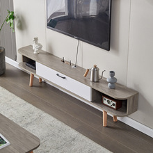 实木落地整体电视柜简约现代小户型茶几简易极简地柜窄经济型客厅