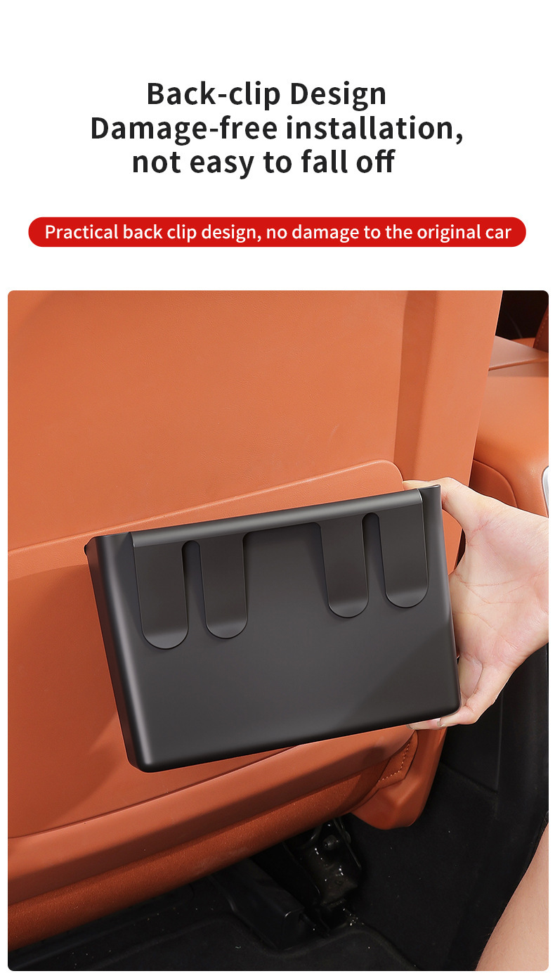 Car rear seat headrest side storage box, plastic thickened snap-on design, 2-in-1 tissue box with cup holder