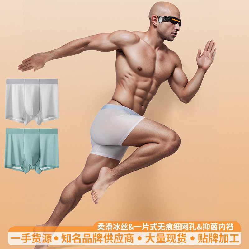 Men's Ice Silk Underwear Caedikoved Factory Custom Fine Mesh Breathable Boxer Briefs Antibacterial Seamless Men's Underwear Men's Ice Silk Underwear Caedikoved Factory Custom Fine Mesh Breathable Boxer Briefs Antibacterial Seamless Men's Underwear
