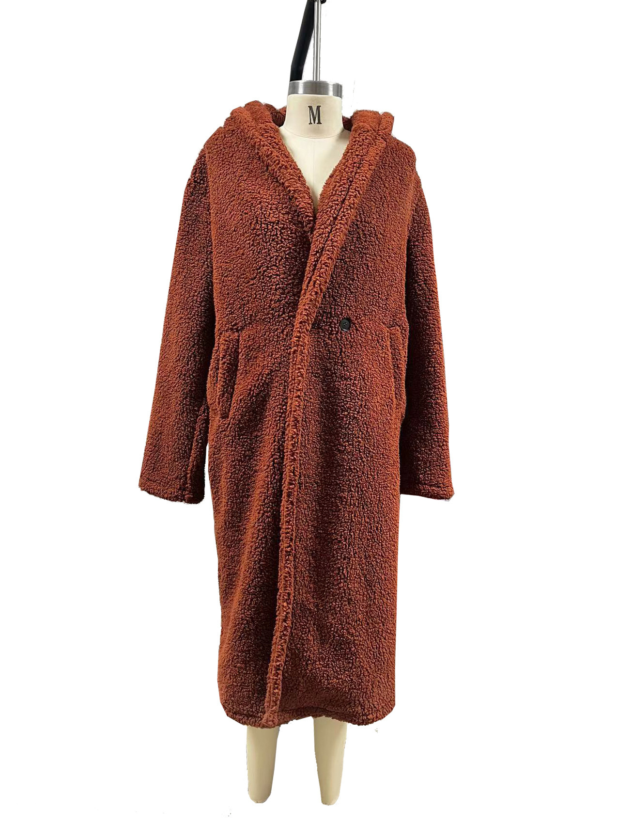 Women's Plush Hooded Windbreaker Coat Long Overcoat For Women_voghion.com