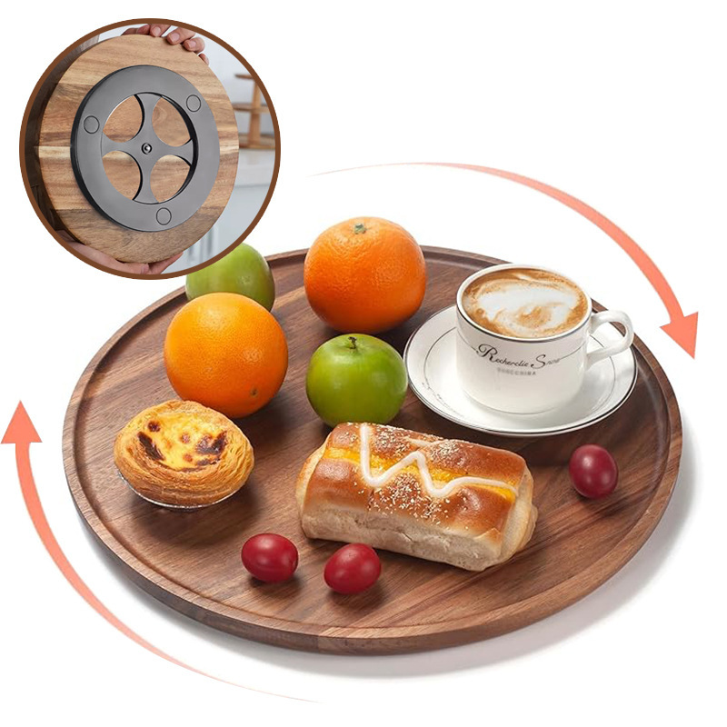 Acacia Wood Rotating Tray Round Wooden Seasoning Bottle Storage Tray Japanese-Style Household Cake Bread Bathroom Storage Tray Acacia Wood Rotating Tray Round Wooden Seasoning Bottle Storage Tray Japanese-Style Household Cake Bread Bathroom Storage Tray