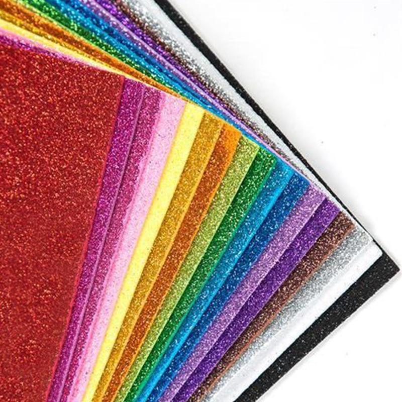 /Papel de esponja brillante con adhesivo, papel de color brillante, papel de espuma en polvo dorado, papel de caucho y plástico, material hecho a mano para niños
