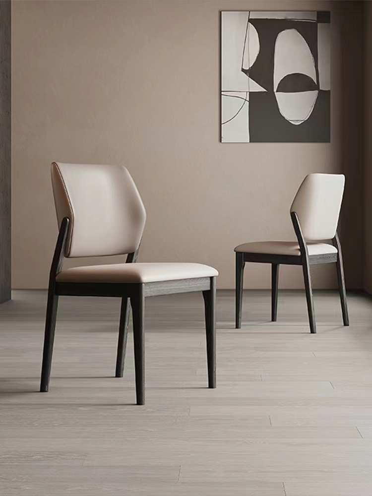 北欧实木椅子家用现代简约书桌椅意式轻奢设计师靠背椅侘寂风餐椅