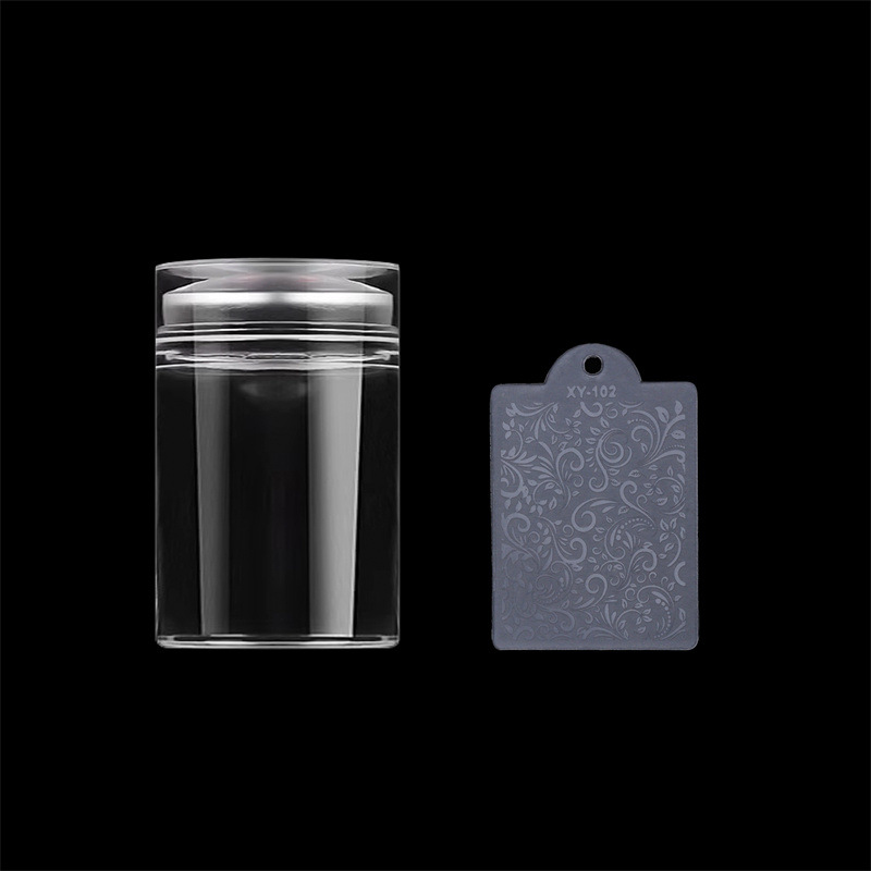 Especial transfronterizo para el sello de uñas de silicona transparente en forma de barril, impresión francesa, transferencia, herramienta de impresión de uñas con tapa