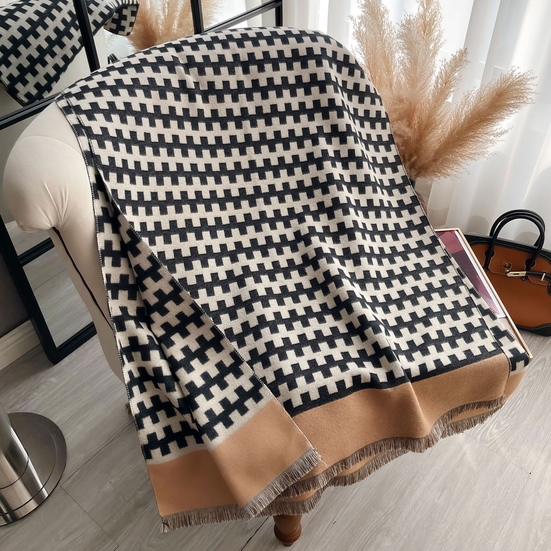 Comercio exterior transfronterizo otoño y invierno nuevo bufandas de cachemira para mujeres engrosadas bordas con bufandas cálidas para mujeres