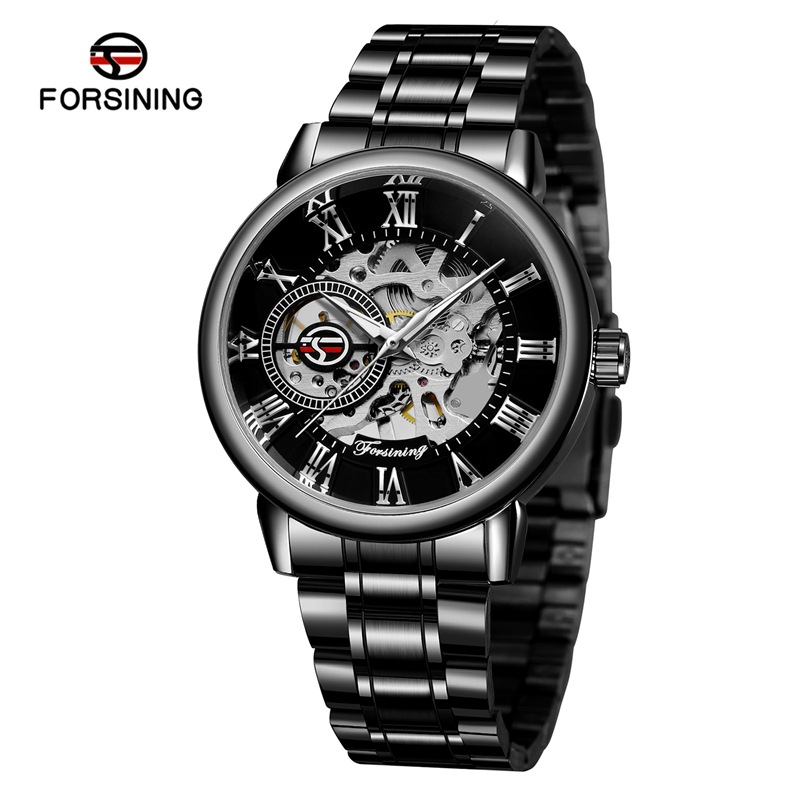 Forsining rico Sydney cinturón de acero hueco reloj mecánico manual de negocios reloj mecánico reloj creativo de los hombres 099