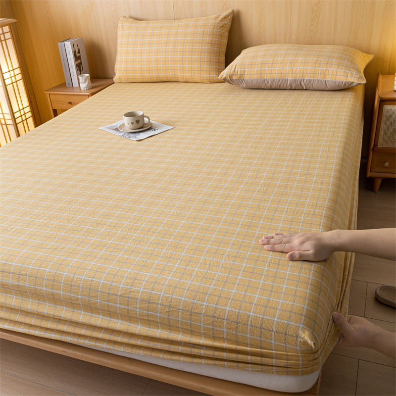 Sombrilla de cama de algodón lavado de algodón Funda de cama de algodón puro de una sola pieza Funda protectora de colchón Simmons Juego de tres piezas 3