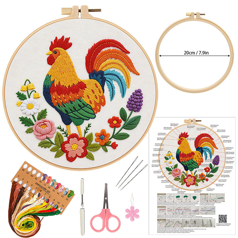 Nuevos productos de gallo bordado DIY material de mano bolsa de bordado tridimensional europeo material DIY Amazon Inglés transfronterizo image 6