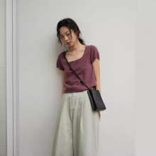 爱与南希广州十三行夏季原创设计女装新款打底高级感U领上衣21362