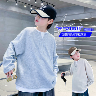 Children's Wear Boys' Base Shirt Spring and Autumn 2025 New Cool Middle and Big Children's Spring Top Boys' Spring Long Sleeve