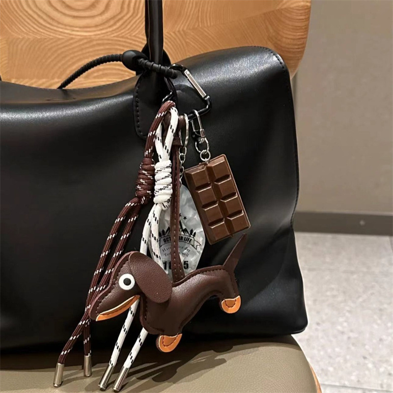 Unique Ins Blogger Style Personalized Car Keychain Bag Pendant Miu Series Couple Woven Lanyard Bag Accessory