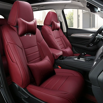 Modelə uyğun (Original) oturacaq örtükləri Five-Seater Fully Surrounded Car Seat Cushion - burgundy-deluxe-edition-wear-resistant-leather