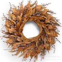 爆款秋季感恩节花环丰收节落叶尤加利装饰跨境亚马逊Fall Wreath