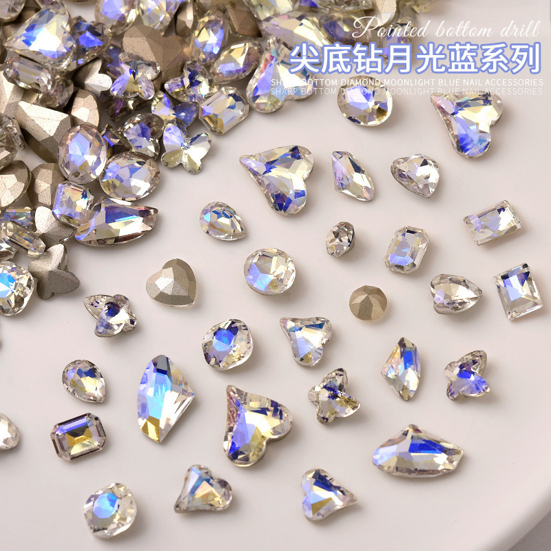 White Moonlight Blue Nail Art Diamond Nail Art Jewelry Diamond Crooked Heart Aurora Symphony Fat Square Pointed Bottom Diamond K9 Glass Diamond Wholesale White Moonlight Blue Nail Art Diamond Nail Art Jewelry Diamond Crooked Heart Aurora Symphony Fat Square Pointed Bottom Diamond K9 Glass Diamond Wholesale