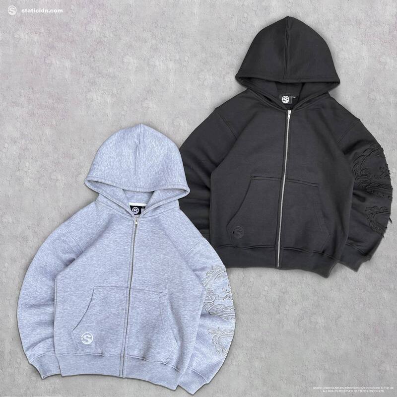 2025 European and American Cross-Border Autumn and Winter Loose Cardigan Zipper Street Hip-Hop Style Hooded Geometric Pattern Patch Sweatshirt