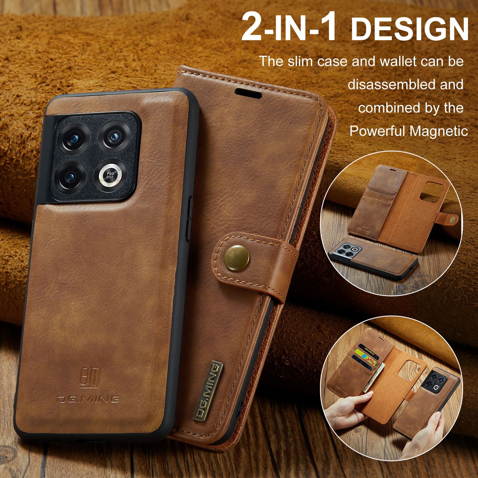 Adecuado para One Plus 1 + 10 Pro funda de cuero dividida magnética One Plus 9RT / Nord2 / N200 teléfono móvil dos en uno con billetera_voghion.com