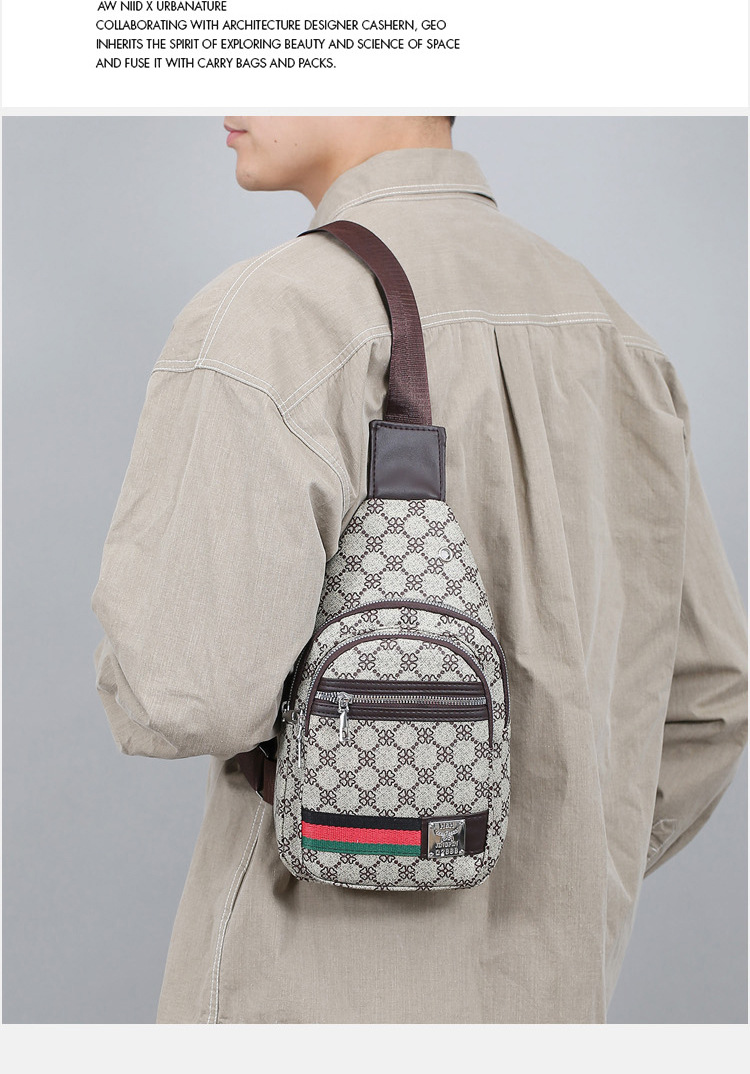 Outdoor men's chest bag, crossbody bag, travel shoulder bag, large-capacity leather bag, sports small backpack, multi-functional men's bag undefined