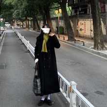 秋冬新款黑色毛呢大衣外套女中长款学生韩版小个子西装风衣女氨纶