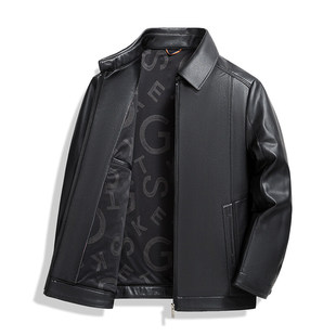 2025 Spring and Autumn New Men's Leather Jacket Middle-Aged Business Casual High-End Men's Solid Color Versatile Dad's Wear for Men