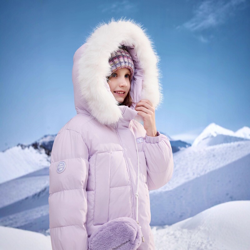 2025 Autumn and Winter Korean Style down Jacket Girls Candy Color Fur Collar Medium and Large Children's Jacket Sports Style Warm and Fashionable Winter Clothing