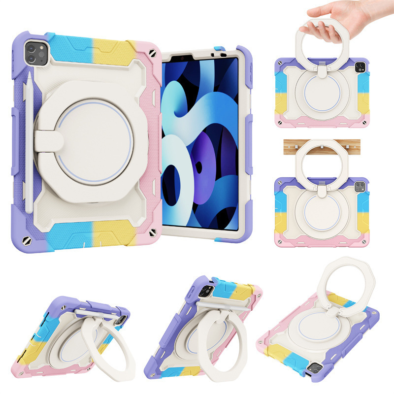 Suitable for iPad Air13 Colorful Silicone Tablet Case Strap Bracelet Rotating Stand Pro11 2024 Protective Case Suitable for iPad Air13 Colorful Silicone Tablet Case Strap Bracelet Rotating Stand Pro11 2024 Protective Case