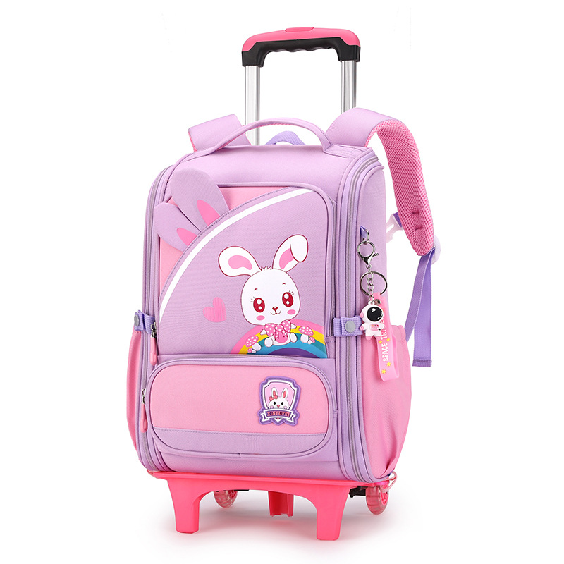 Mochila escolar con barra de tracción transfronteriza estudiantes de grado 2-45 niños y niñas de gran capacidad dibujos animados lindo subir escaleras de doble propósito hombros