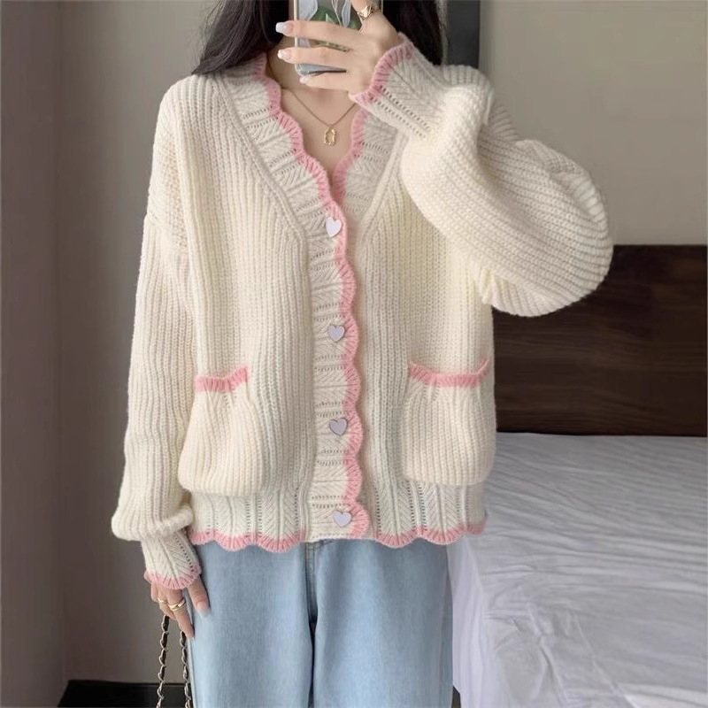 2025秋秋新款甜美温柔风软糯慵懒感毛衣外套女装长袖宽松开衫