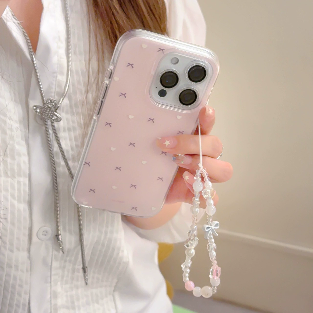 Fuchsia compatible iphone 17 with bow, phone case, fall protection