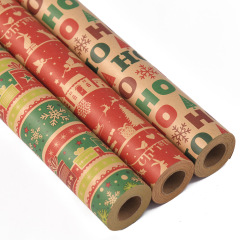 国境を越えたアマゾンの新しいクリスマス ギフト包装紙印刷レトロ クラフト紙 diy ギフト紙包装卸売