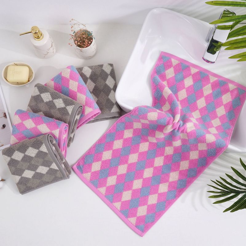 Colorful rhombus towel yarn-dyed jacquard 100g 21 Business soft and comfortable face wash adult couple face towel Colorful rhombus towel yarn-dyed jacquard 100g 21 Business soft and comfortable face wash adult couple face towel