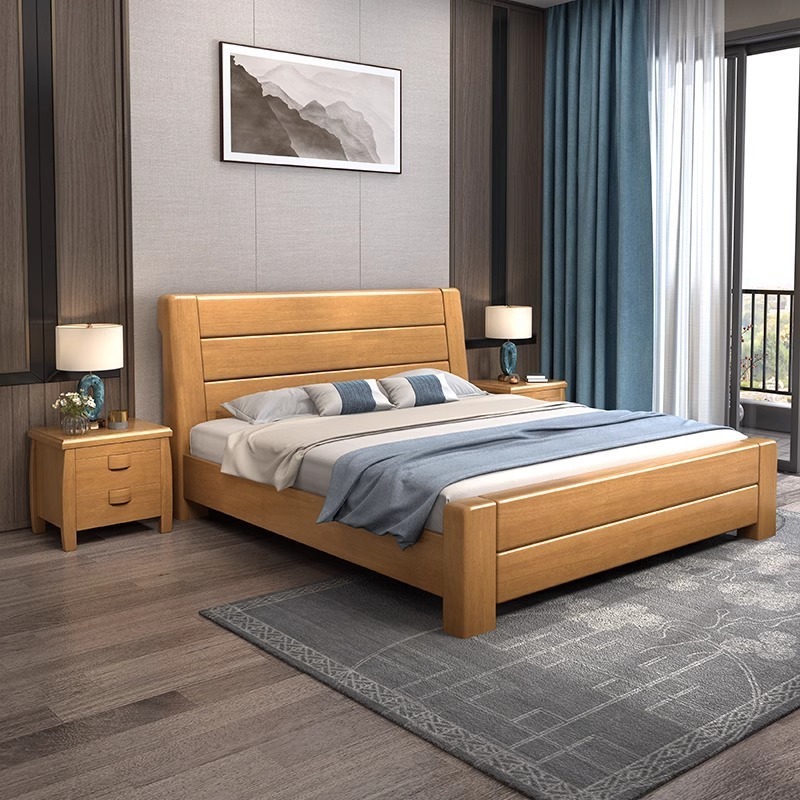中国式実木ベッドツインベッド1.8収納ベッドシンプル現代1.5m小戸型シングルベッド1.2メートル経済的|undefined