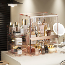 化妆品收纳盒轻奢桌面防尘口红卧室梳妆台透明亚克力护肤品置物架