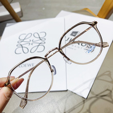 茶色眼镜框素颜神器显脸小近视眼镜防蓝光护眼圆脸平镜女款清新风