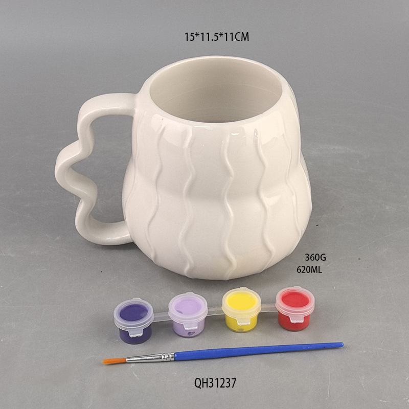 Taza de árbol de Navidad de cerámica blanca pura de bricolaje personalizada, diseño de atmósfera de taza de pétalos, decoración de cerámica, color