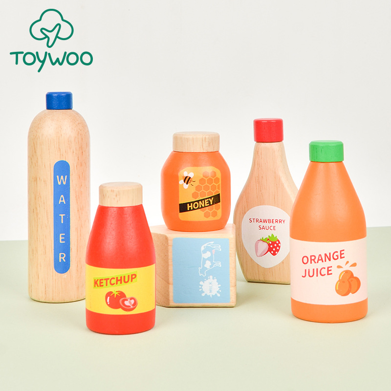 Juguetes de cocina de imitación de madera de imitación de bebidas de jugo set de regalos para niños bloques image 1