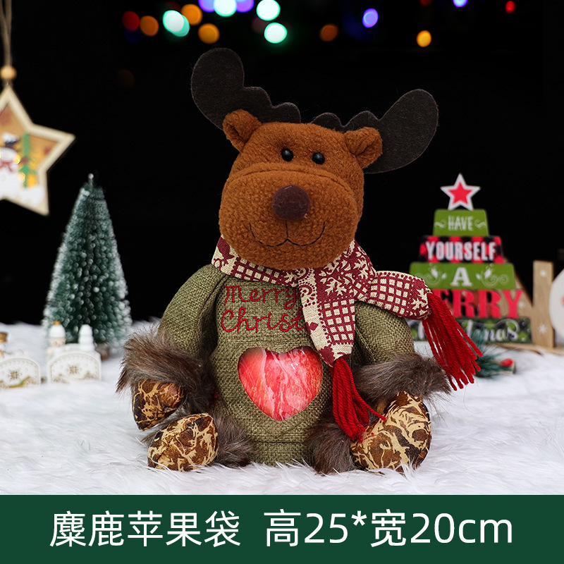 国境を越えたクリスマスリンゴ袋ベルベット箔押し金束口アニメプレゼント袋リボン付き児童キャンディープレゼント袋|undefined