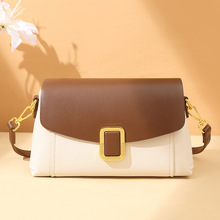 高级感撞色女士单肩包2025年新款时尚简约腋下女包真皮斜挎通勤包