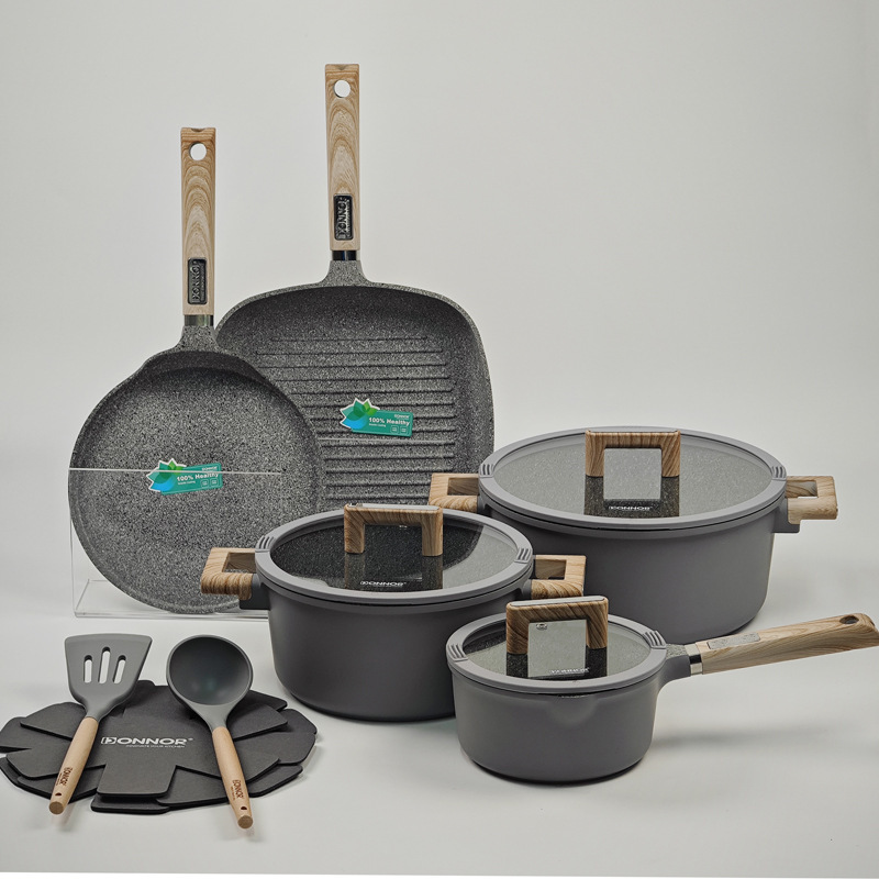 Donnor venta transfronteriza caliente Jili 13 piezas antiadherente conjunto de platos de cocina