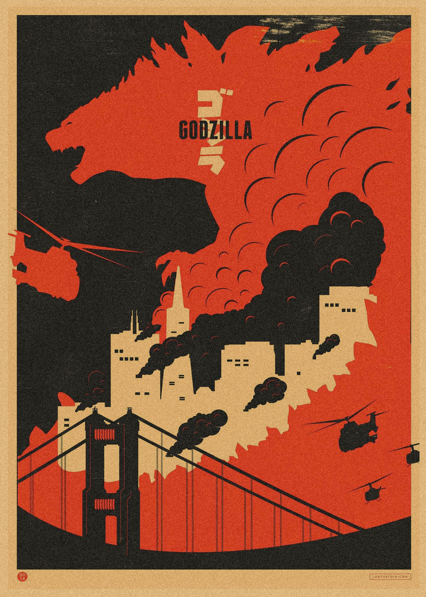 Godzilla película Godzilla póster retro kraft decoración mural mural 258