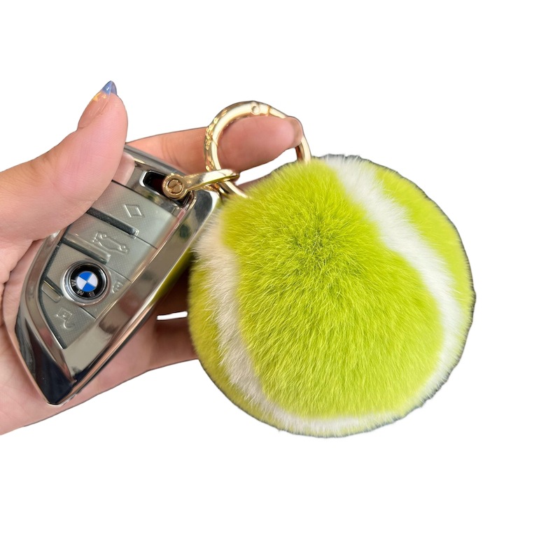 [Lindo poco de tenis] Conejo Rex piel tenis coche llavero colgante bola La felpa bolsa mochila adornos regalo