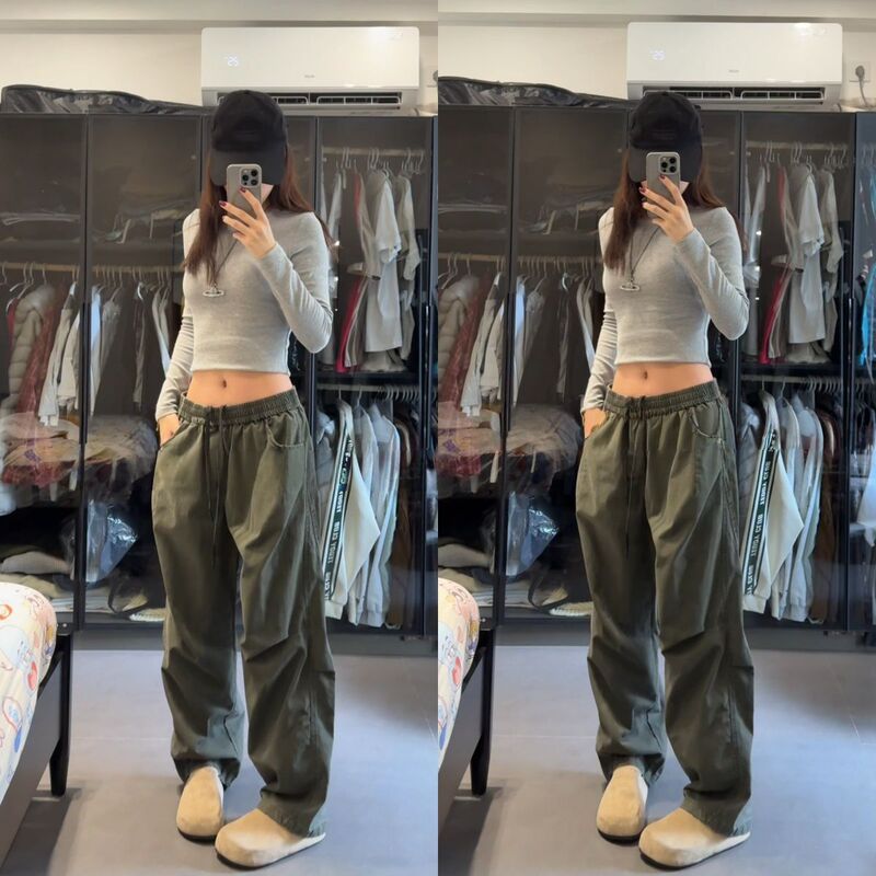 高品质男女同款休闲百搭纯色宽松复古个性时尚洋气痞帅韩版长裤|undefined