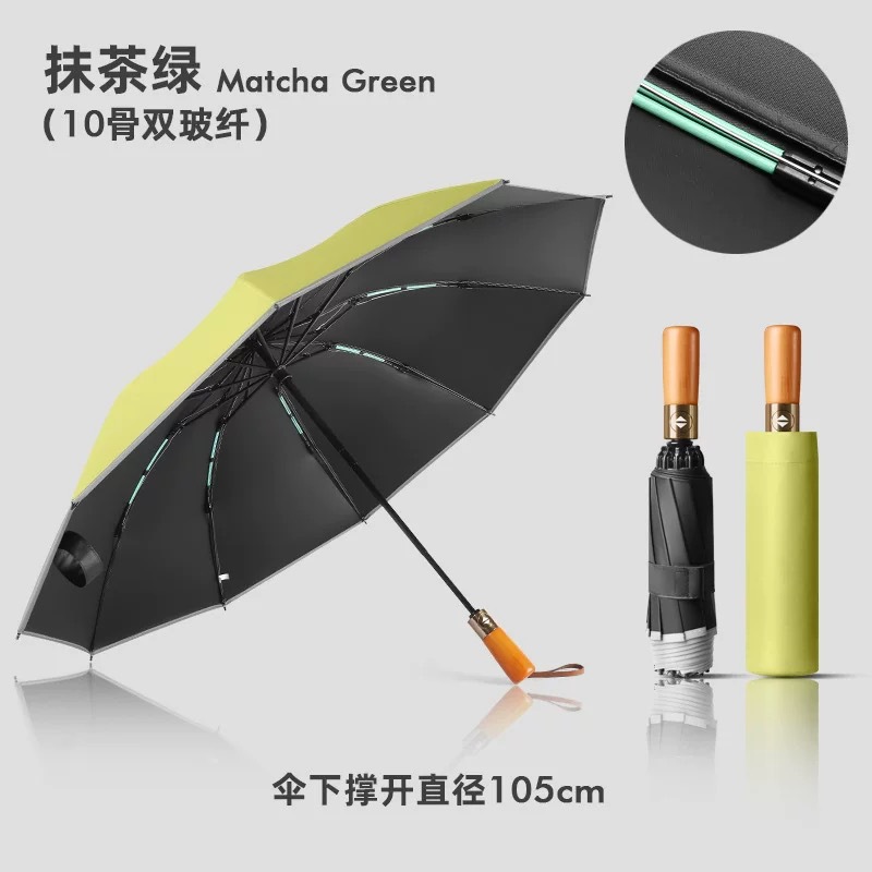 전자동 [원목손잡이-역우산] 말차그린