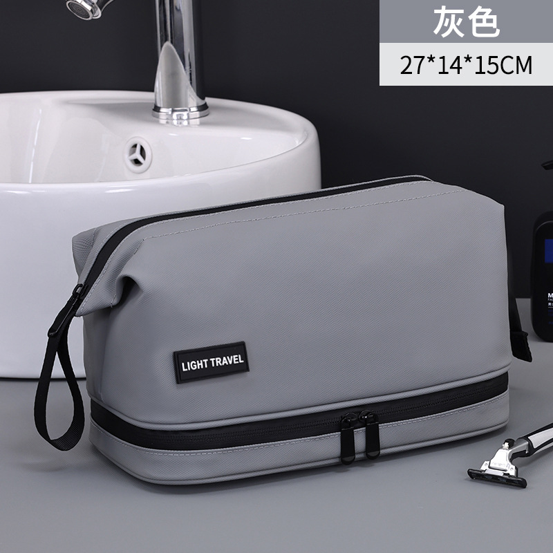 Bolsa de lavado con marco de acero de doble capa de élite transfronteriza para viajes de negocios para hombres Bolsa de cosméticos de película de alta calidad portátil de gran capacidad